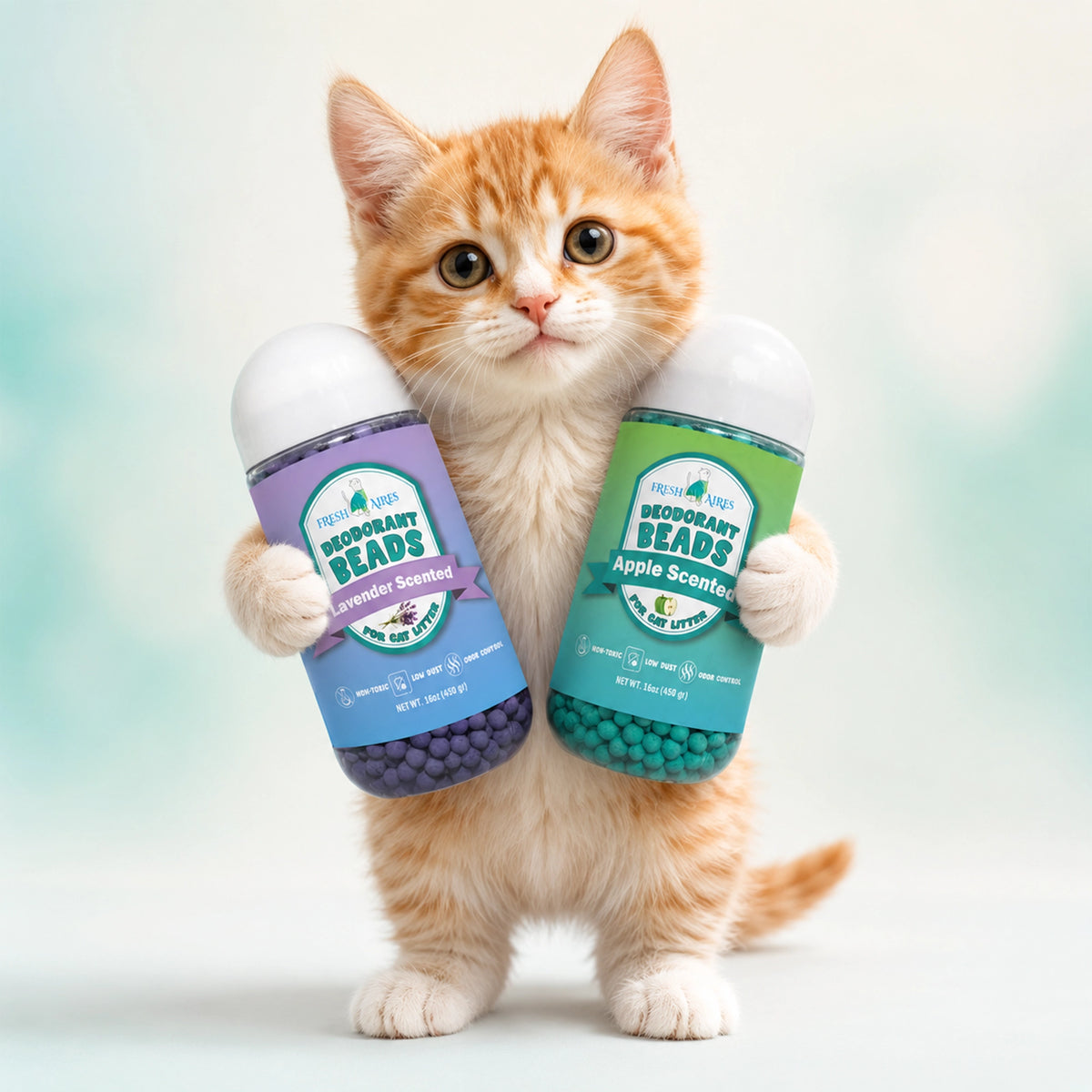 Cat Deodorant Beads | Lavender and Green Apple Scent, Low-Dust & Non-Toxic