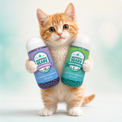 Cat Deodorant Beads | Lavender and Green Apple Scent, Low-Dust & Non-Toxic