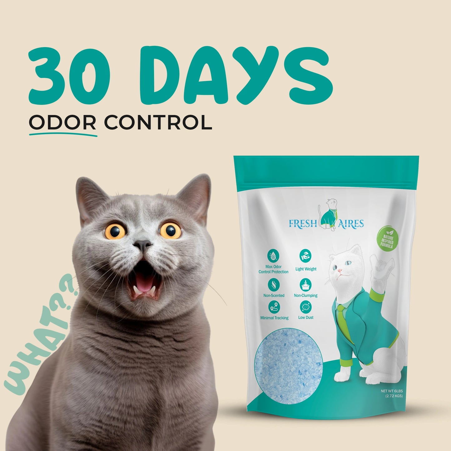 Silica Crystal Cat Litter | Unscented, Lightweight, Non-Clumping