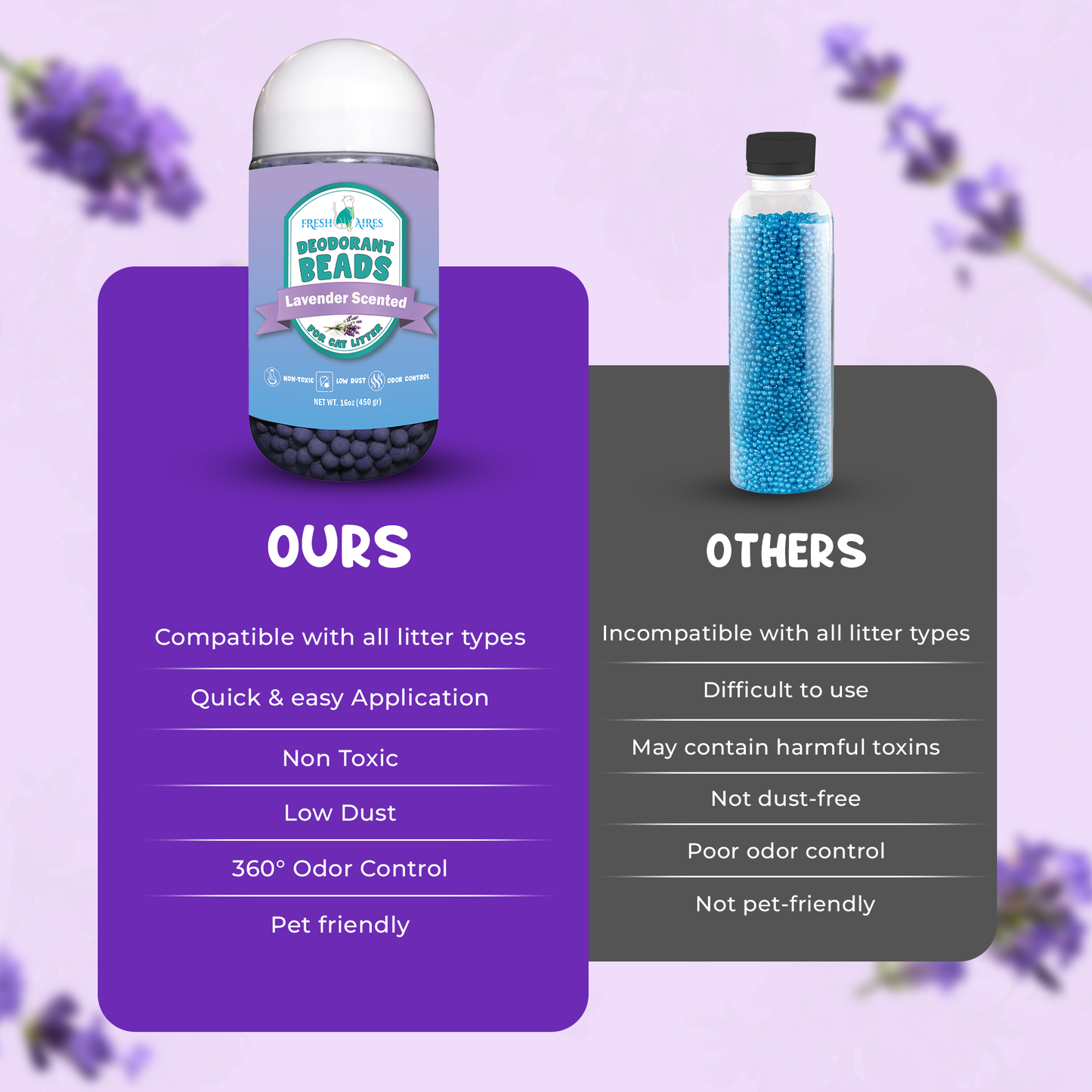 Fresh Aires vs Other cat litter deodorants beads