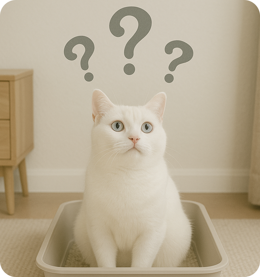 Curious cat in litter box