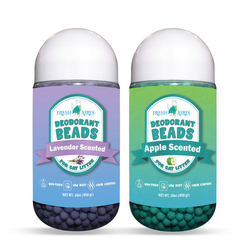 Cat Deodorant Beads | Lavender and Green Apple Scent, Low-Dust & Non-Toxic